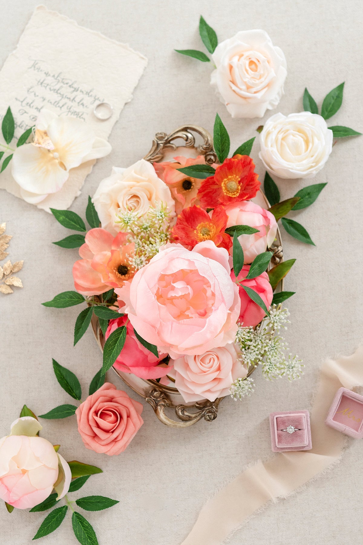 Flower Box Set for DIY - Orange & Coral Theme