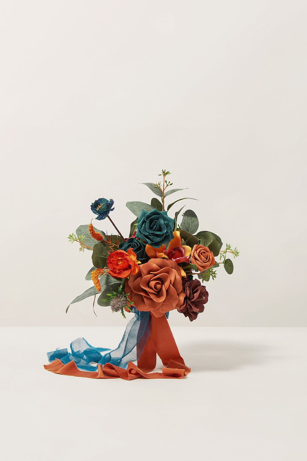 Additional Flower Decorations in Dark Teal & Burnt Orange