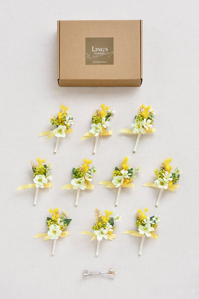 Flash Sale | Boutonnieres for Guests in Lemonade Yellow