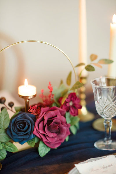 Wreath Hoop Centerpiece Set in Burgundy & Navy