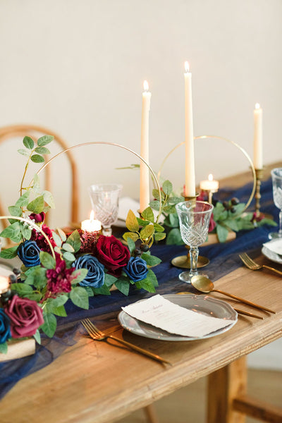 Wreath Hoop Centerpiece Set in Burgundy & Navy