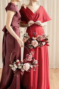 Hoop Bridesmaid Bouquets in Burgundy & Dusty Rose | Clearance