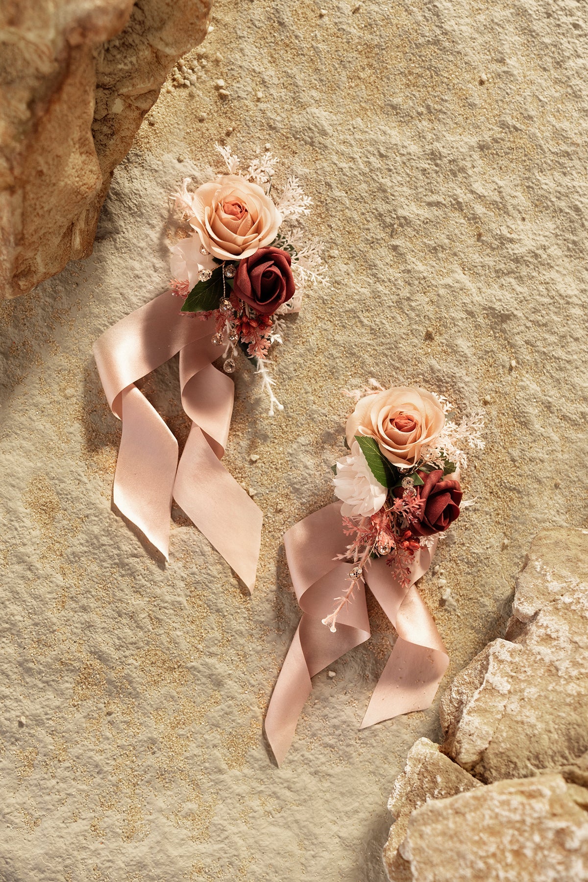 Wrist Corsages in Vintage Rose & Blush