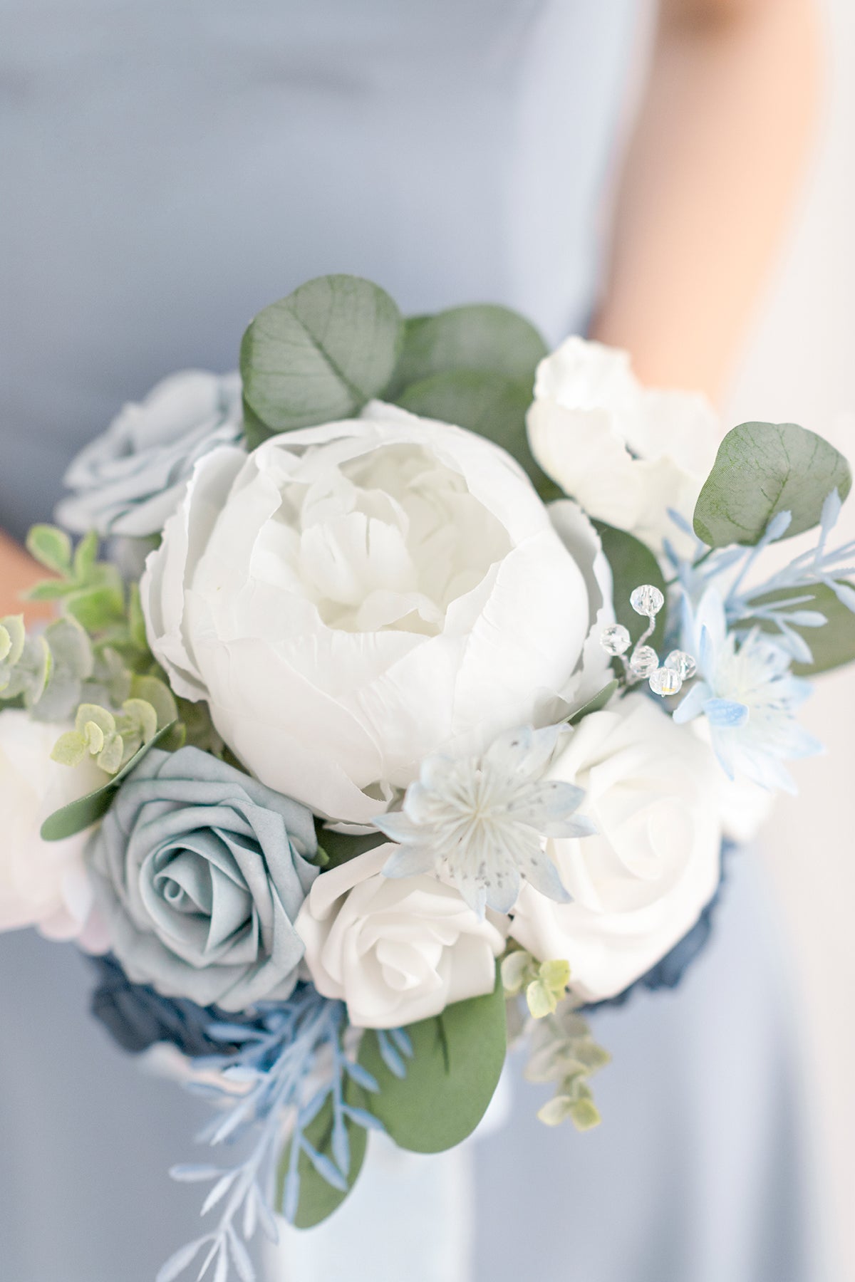 Maid of Honor & Bridesmaid Bouquets in Romantic Dusty Blue