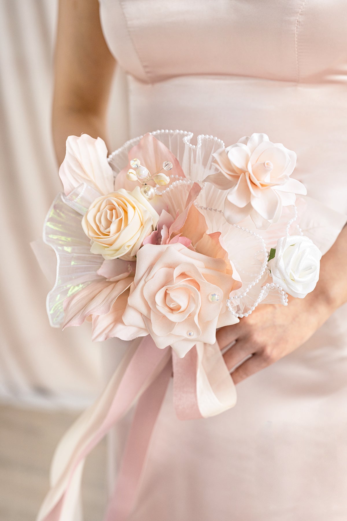 Flash Sale | Free-Form Bridesmaid Bouquets in Glowing Blush & Pearl