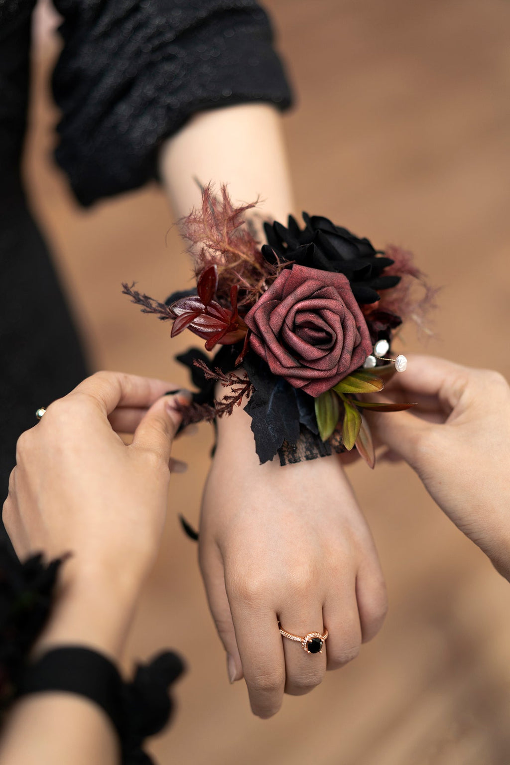 Additional Flower Decorations in Moody Burgundy & Black