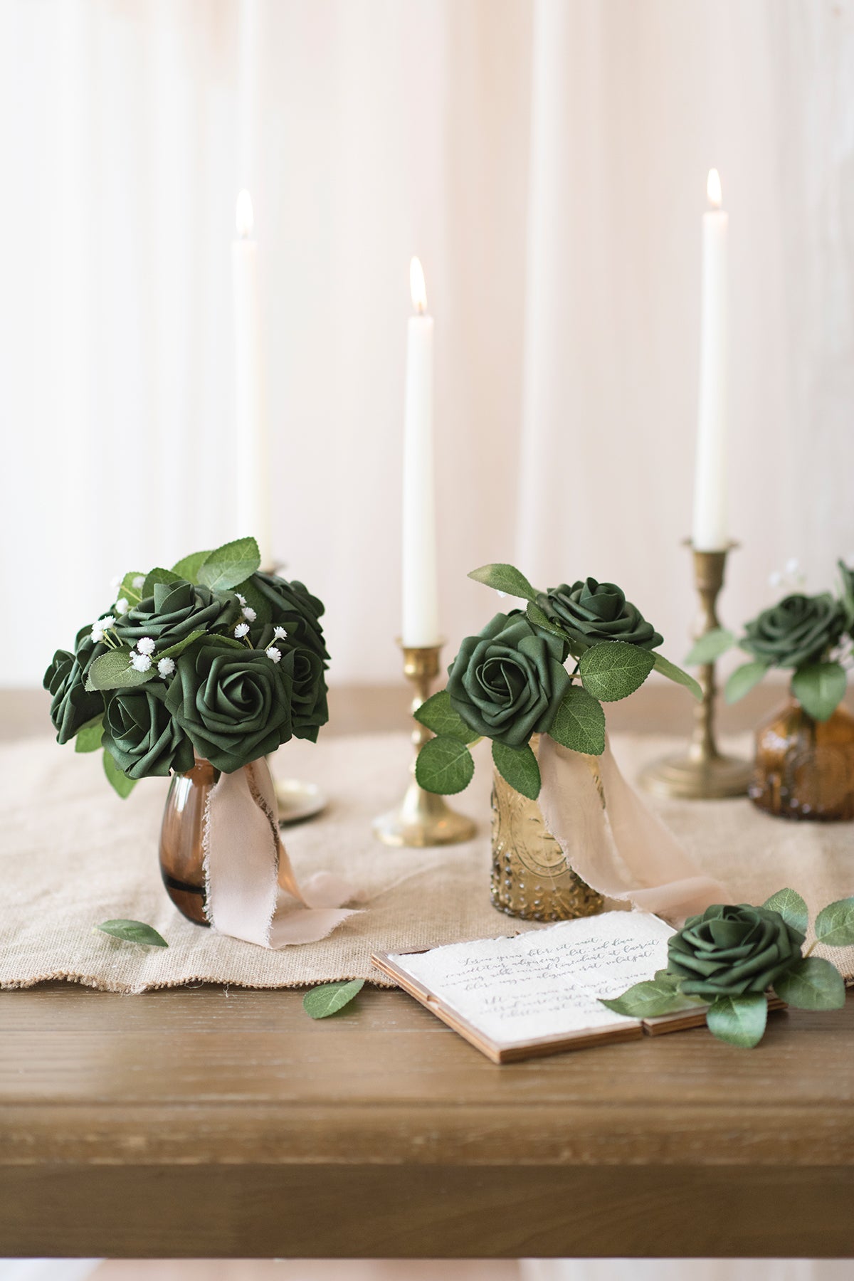 DIY Supporting Flower Boxes in Emerald & Tawny Beige