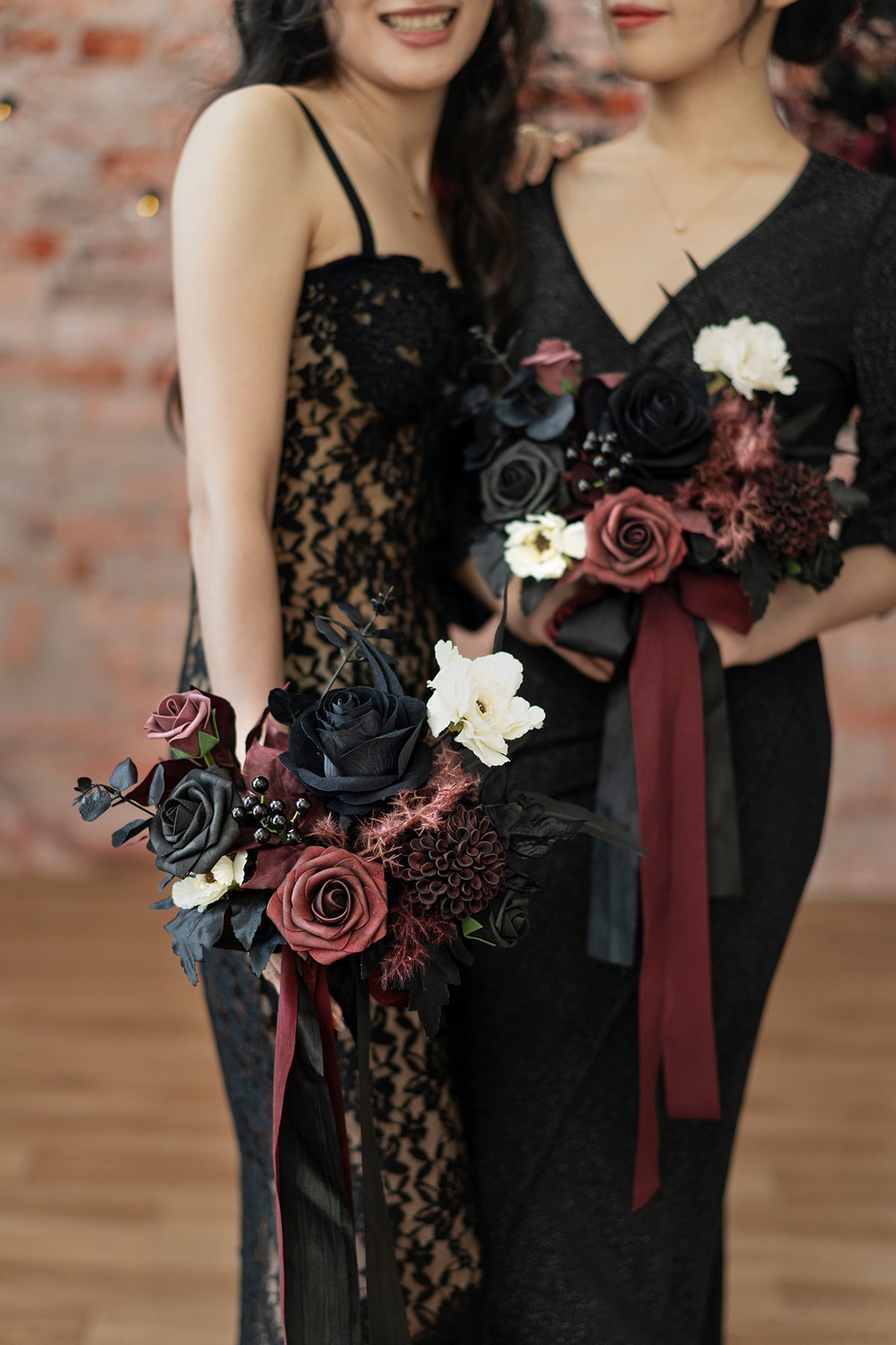 Bridesmaid Posy in Moody Burgundy & Black