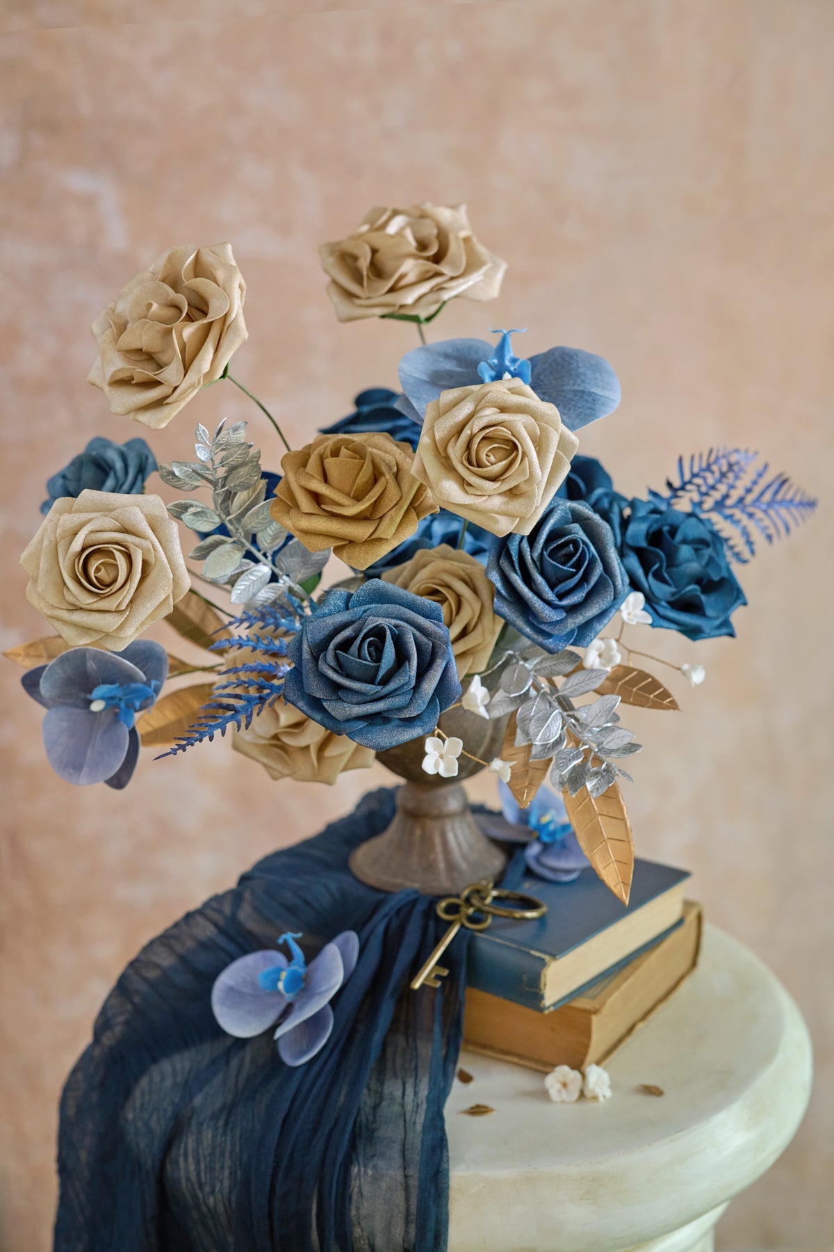DIY Designer Flower Boxes in Stately Navy & Gold