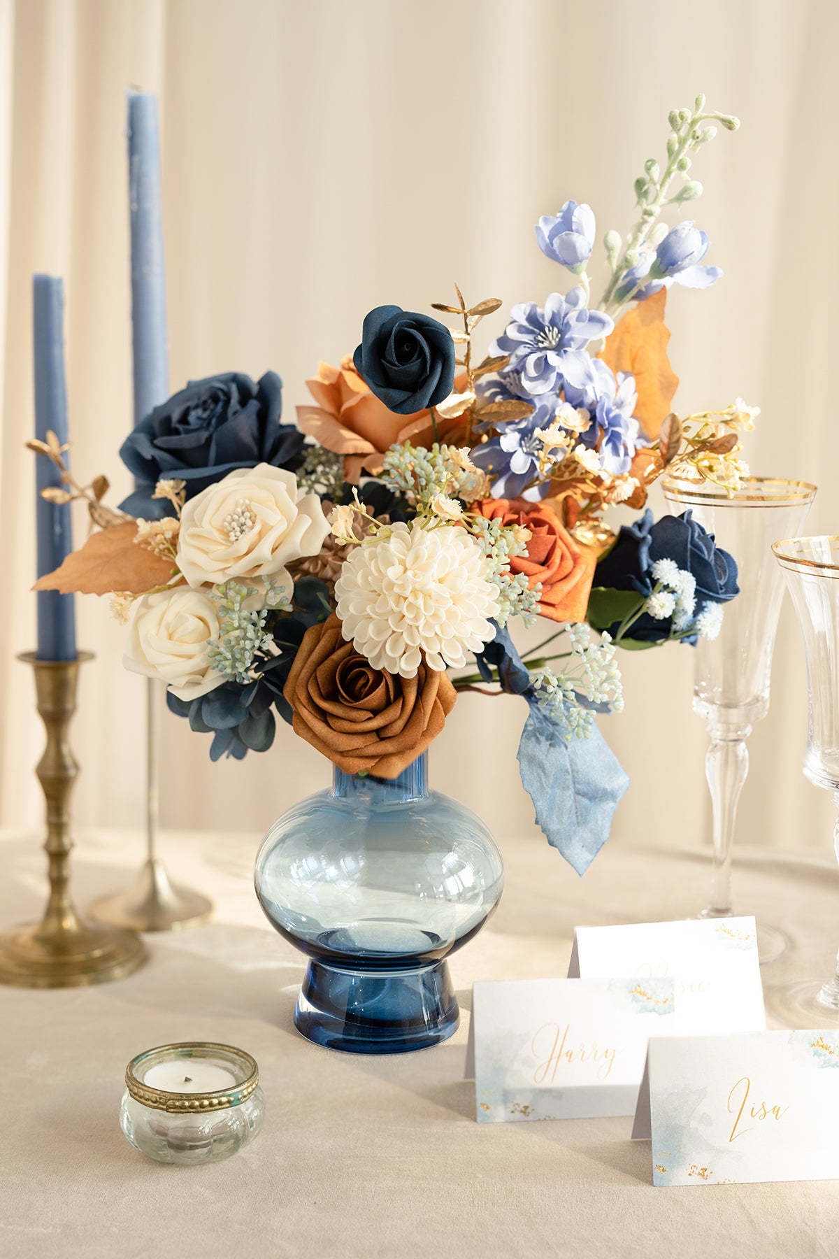 Elegant Glass Vases for Stage Decoration in Denim Blue | Clearance