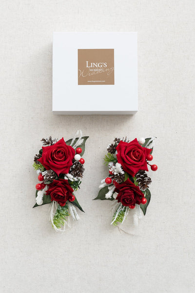 Shoulder Corsages in Christmas Red & Sparkle | Clearance