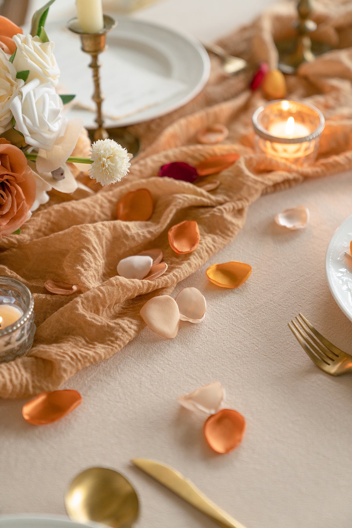 Additional Flower Decorations in Russet Orange & Denim Blue