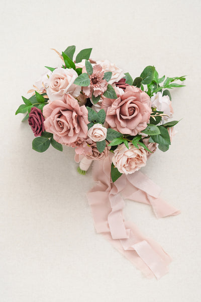 Small Free-Form Bridal Bouquet in Dusty Rose