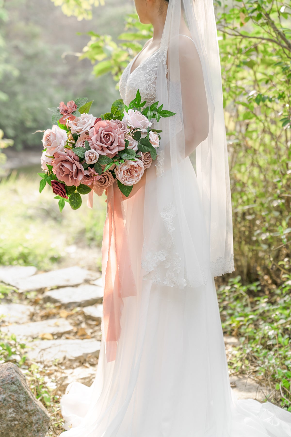 Small Free-Form Bridal Bouquet in Dusty Rose