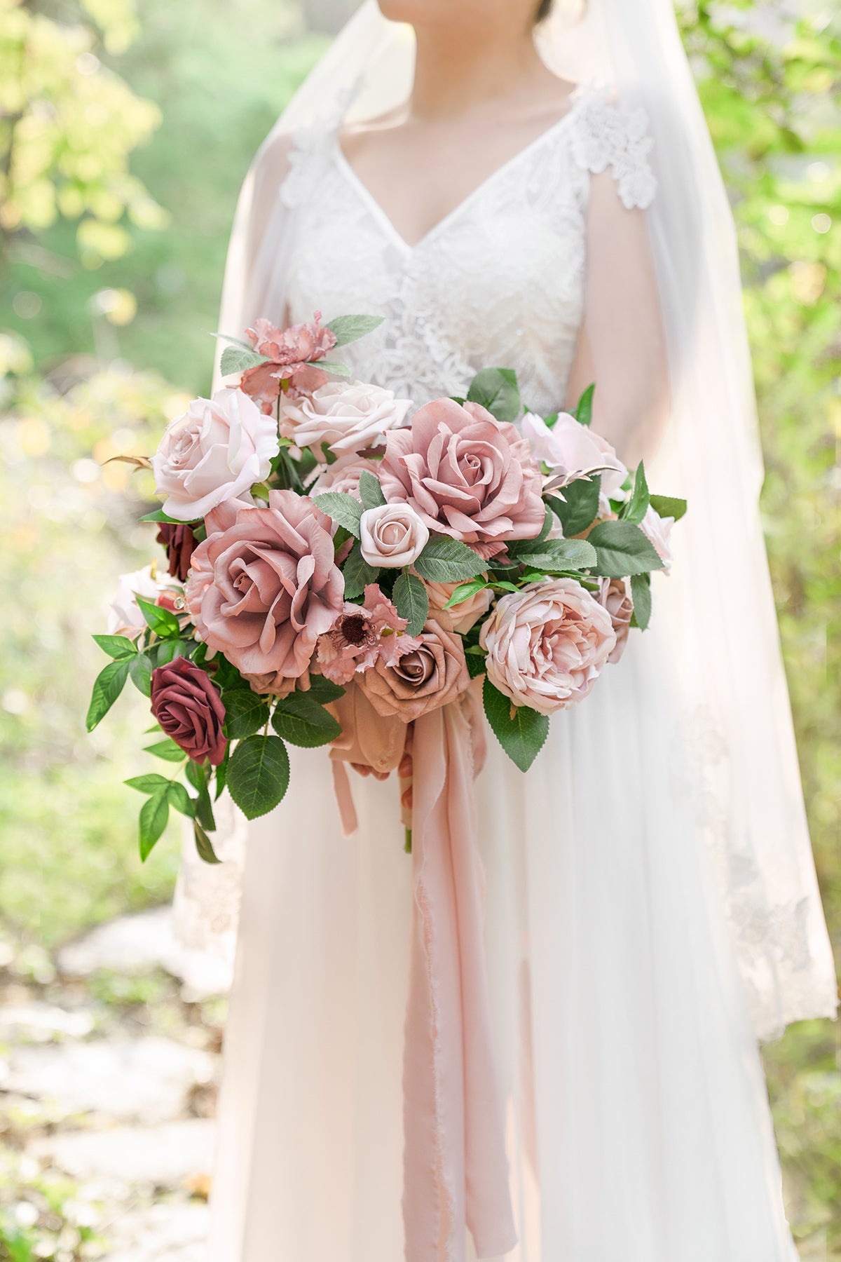 Small Free-Form Bridal Bouquet in Dusty Rose