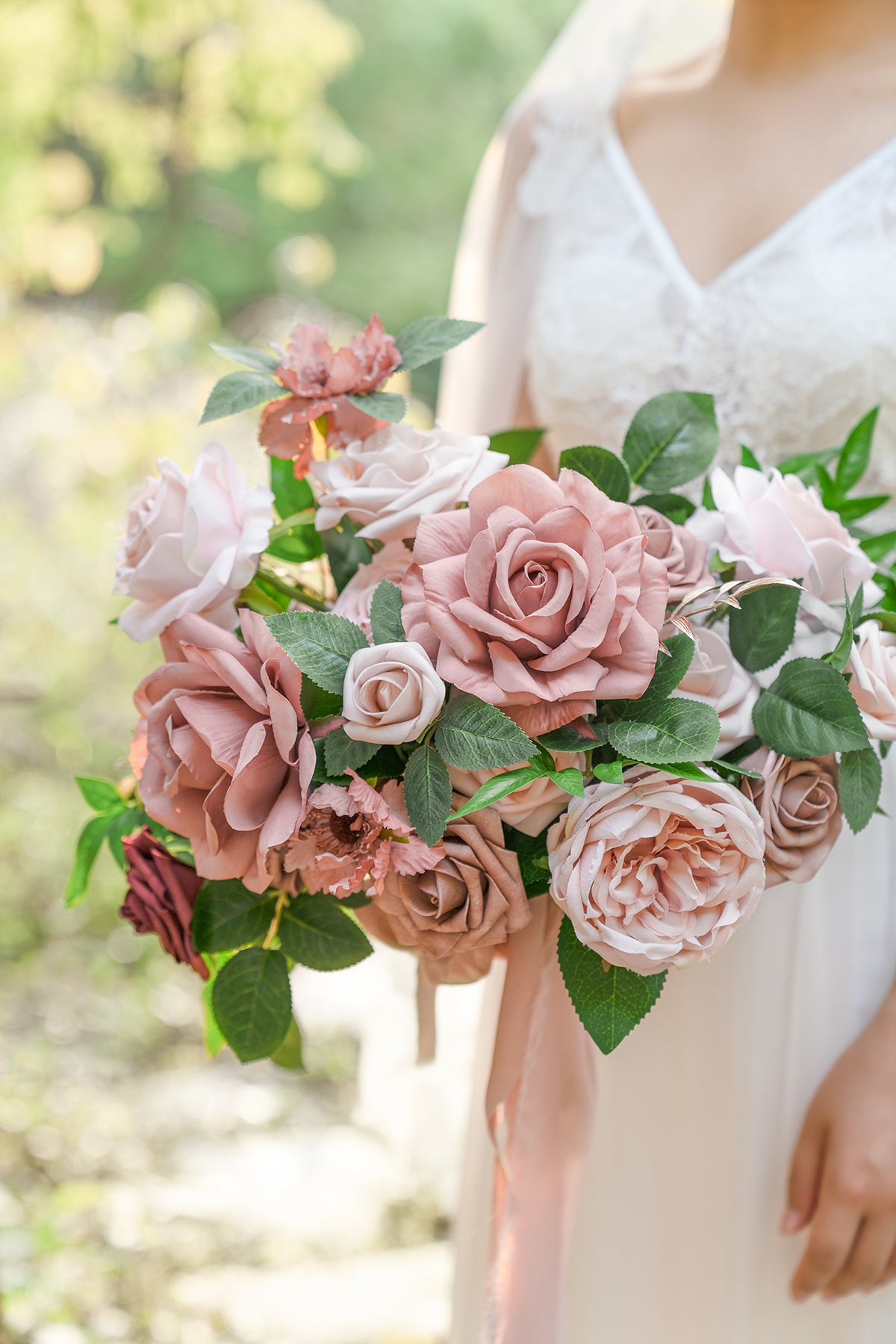 Small Free-Form Bridal Bouquet in Dusty Rose