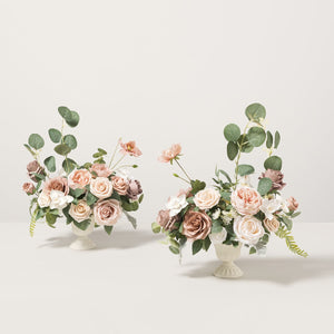 Large Floral Centerpiece Set in Dusty Rose & Cream
