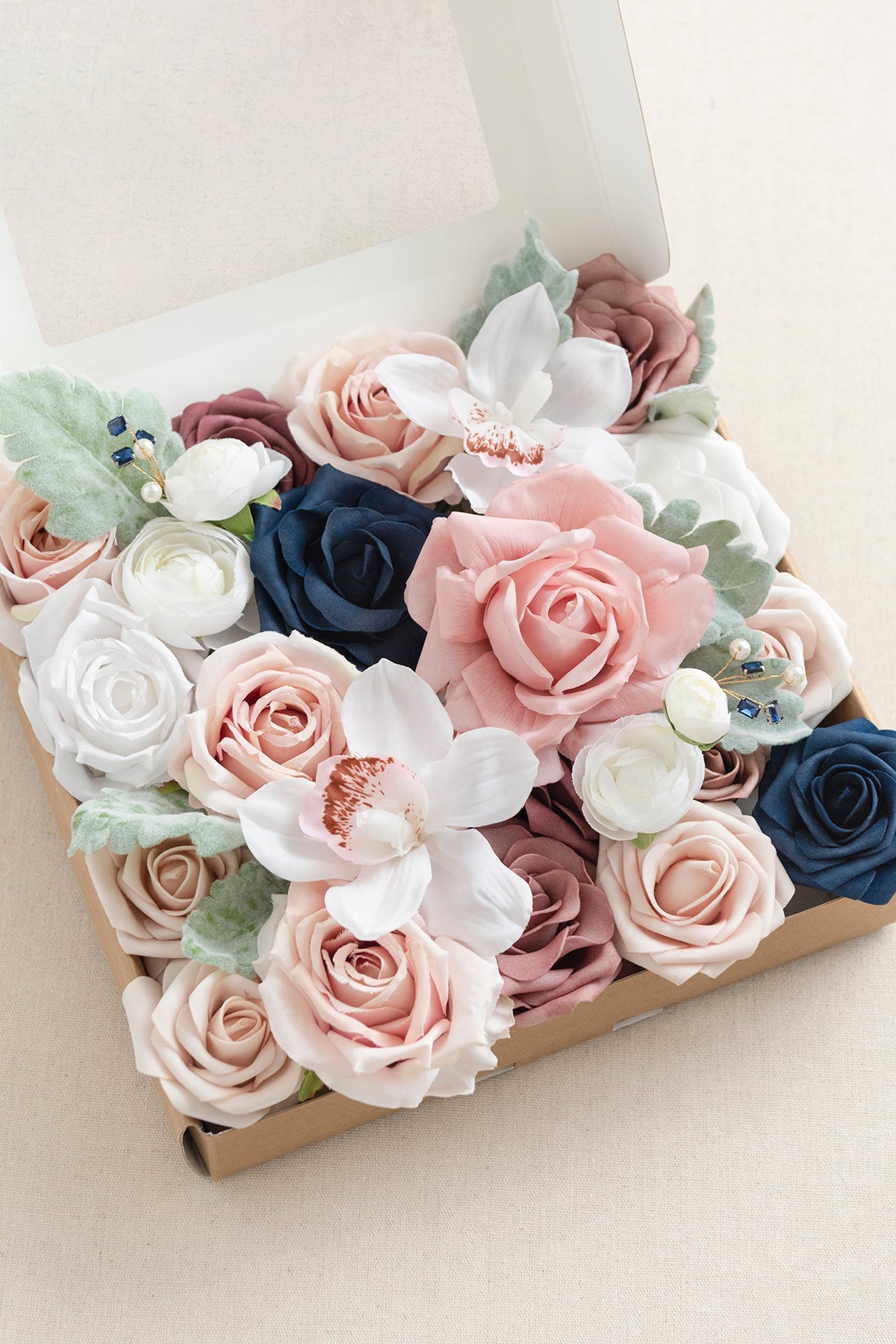 Dusty Rose & Navy Wedding Flower & Greenery