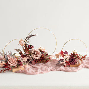 Wreath Hoop Centerpiece Set in Burgundy & Dusty Rose | Clearance