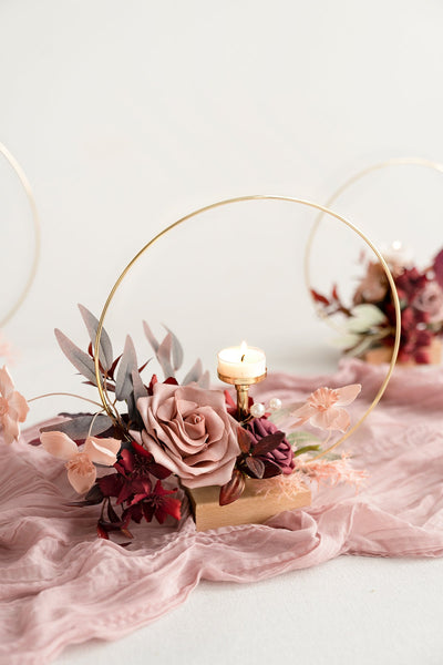 Wreath Hoop Centerpiece Set in Burgundy & Dusty Rose | Clearance