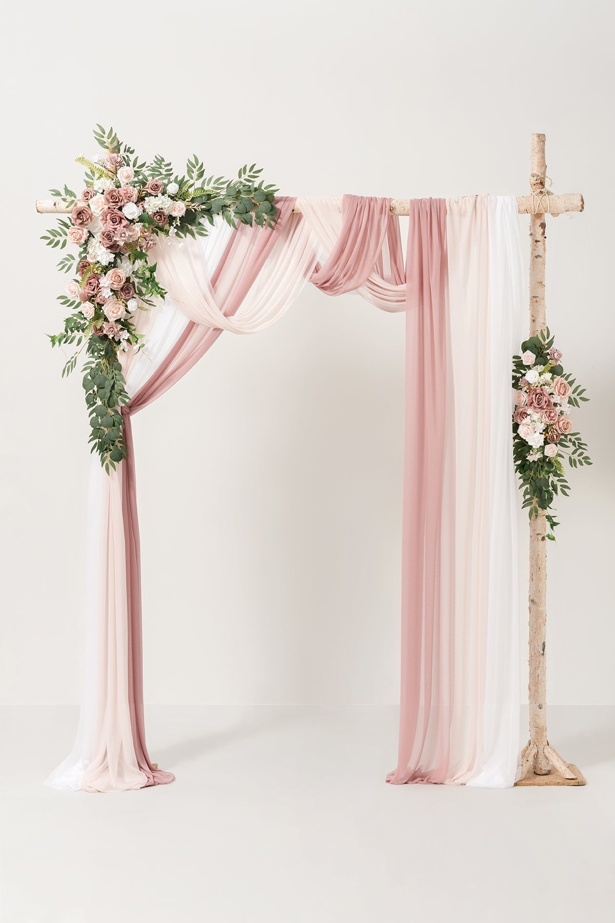 Lings | Flower Arch Decor with Drapes in Dusty Rose & Cream