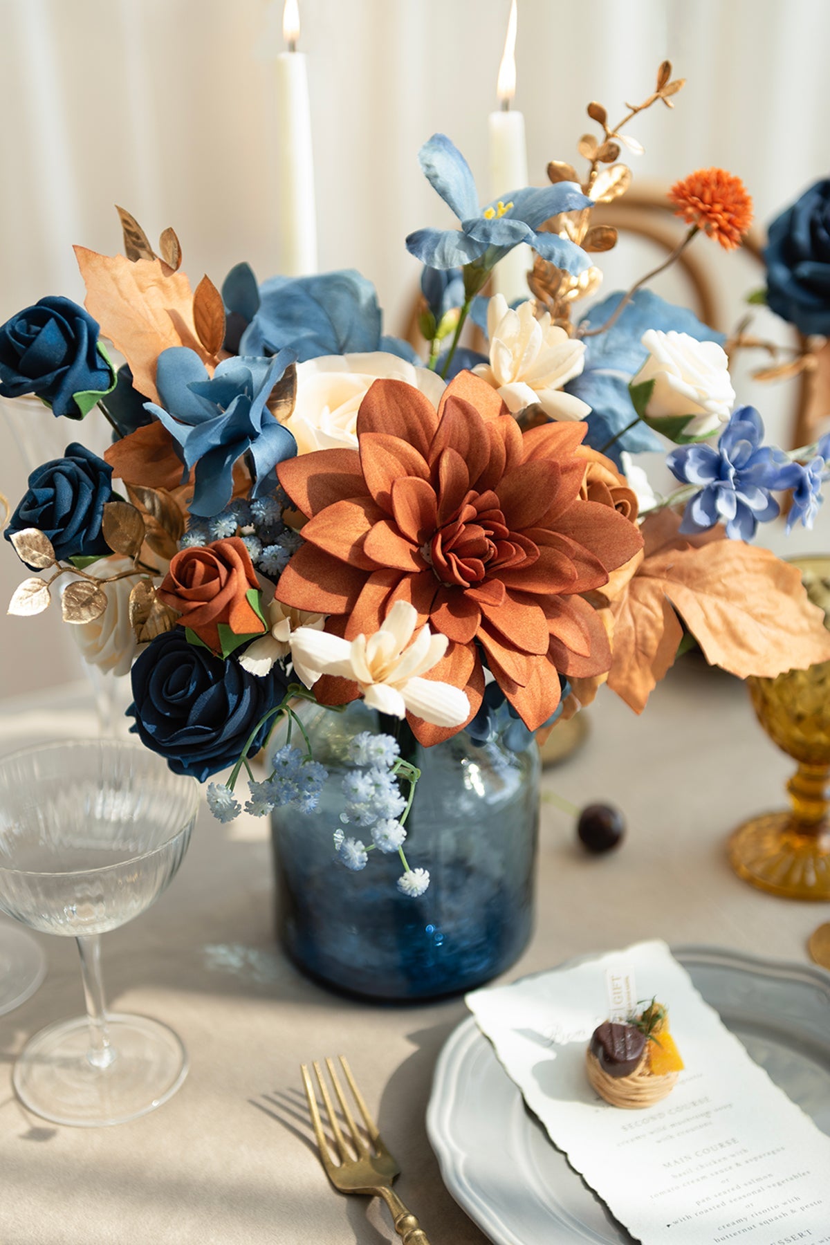 Elegant Glass Vases for Stage Decoration in Denim Blue