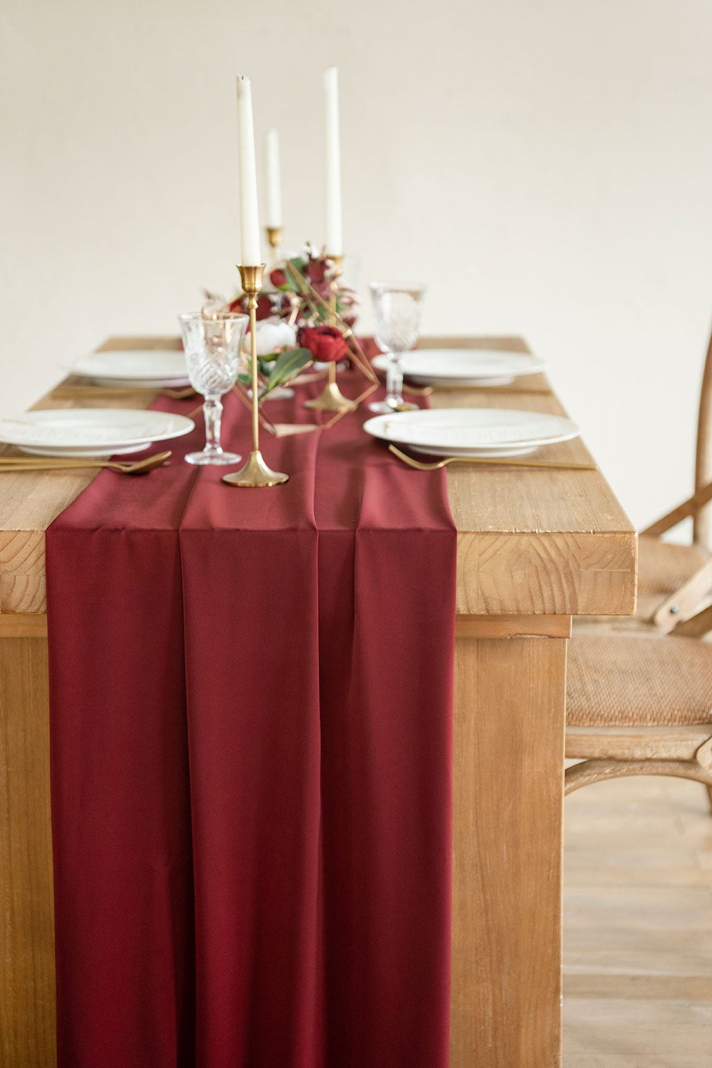Table Linens in Burgundy & Dusty rose