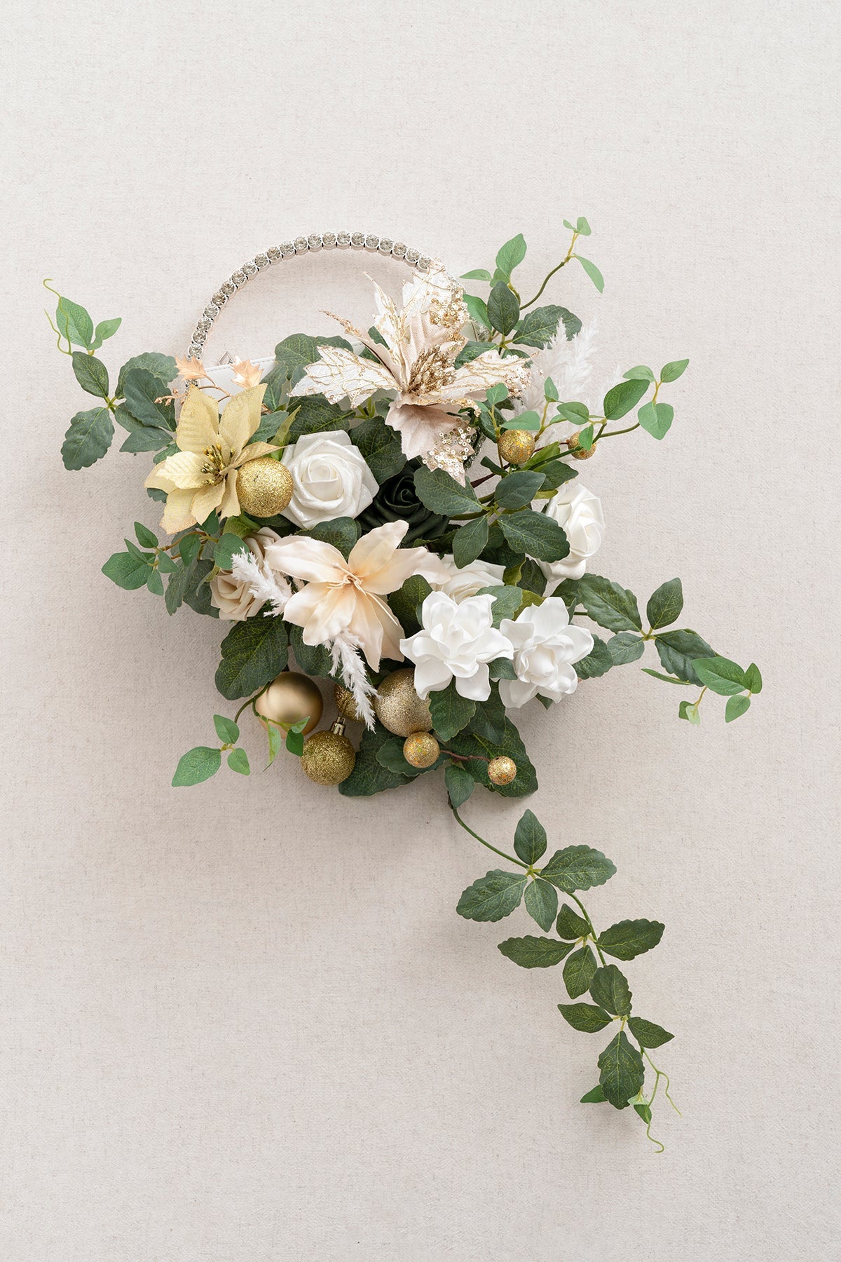 Small Hoop Bridal Bouquet in Champagne Christmas | Clearance