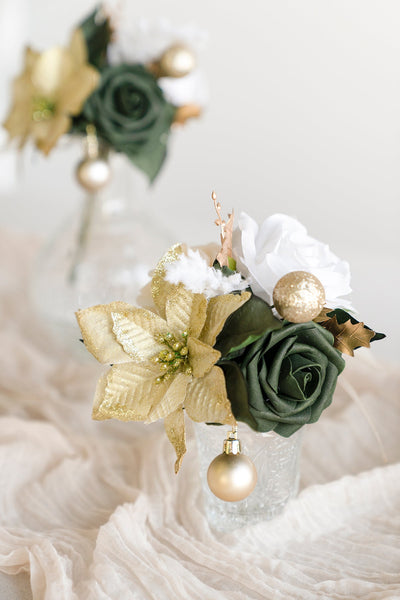 Mini Premade Flower Centerpiece Set in Champagne Christmas | Clearance