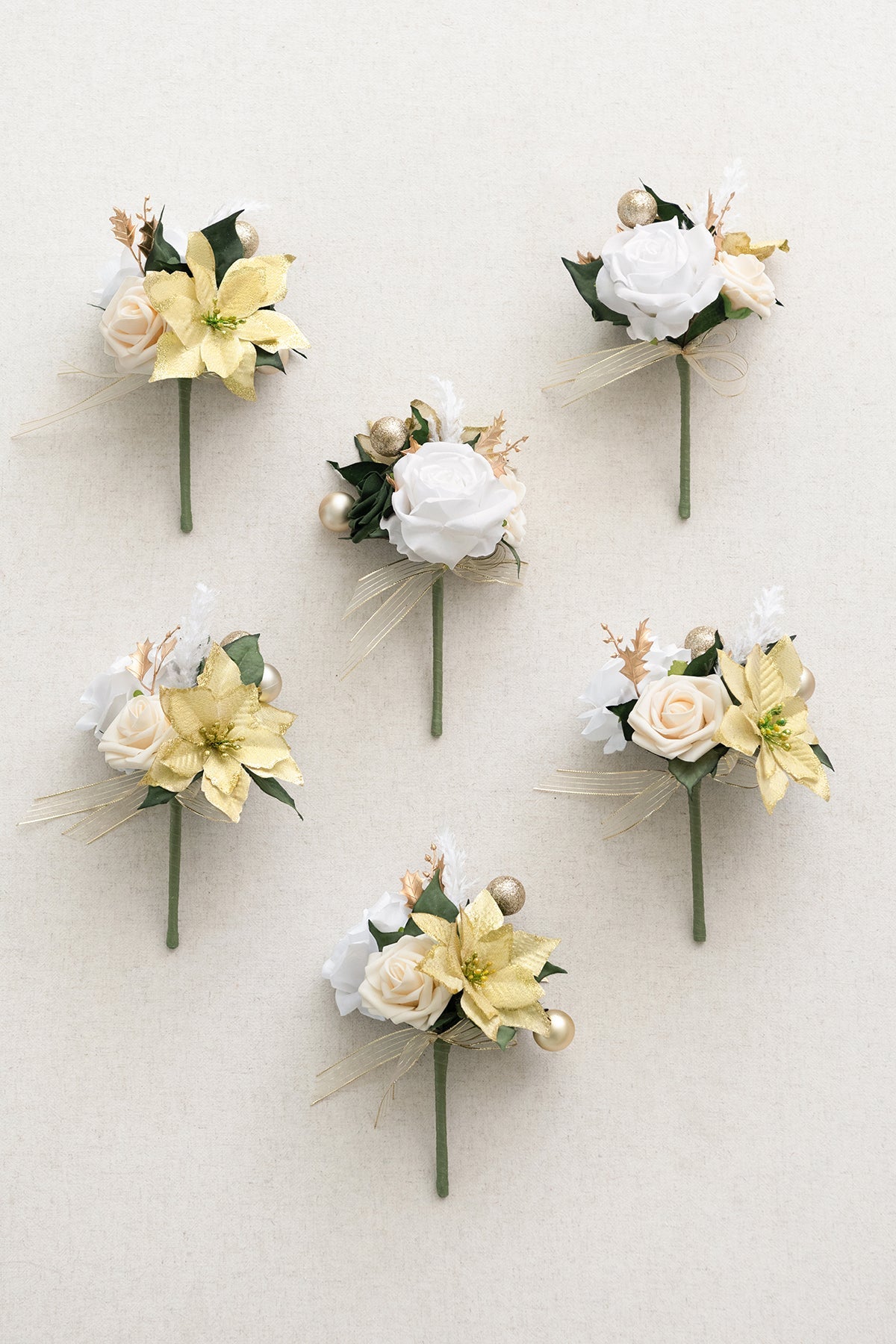 Mini Premade Flower Centerpiece Set in Champagne Christmas | Clearance