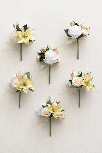 Mini Premade Flower Centerpiece Set in Champagne Christmas | Clearance
