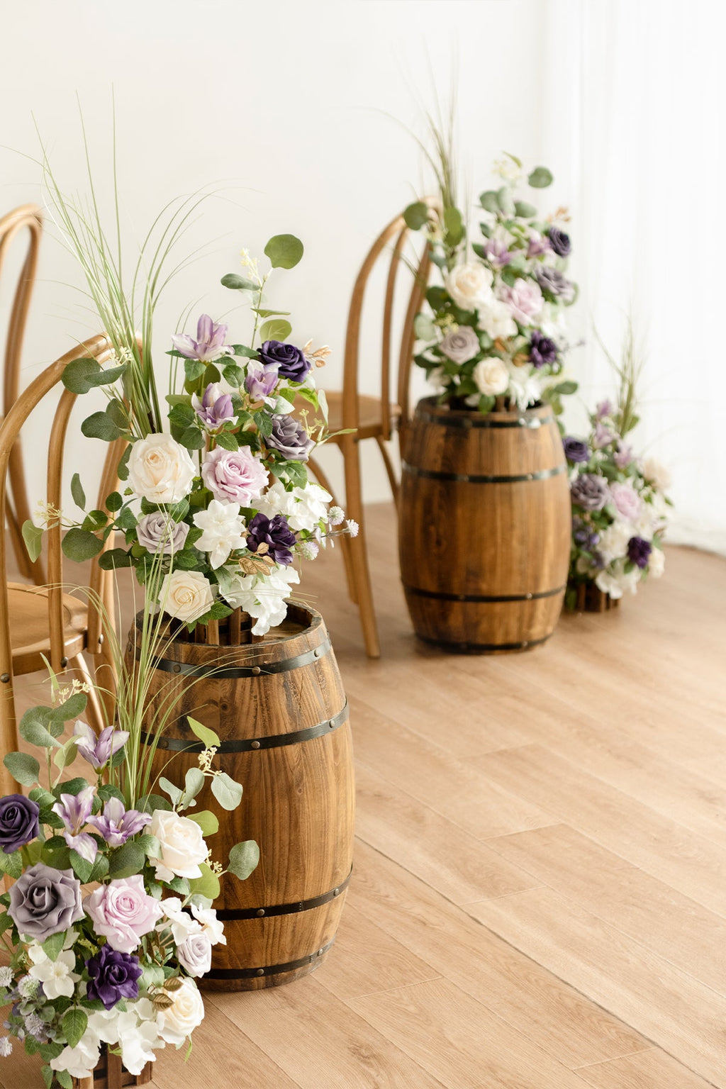 Wedding Aisle Runner Flower Arrangement in Lilac & Gold