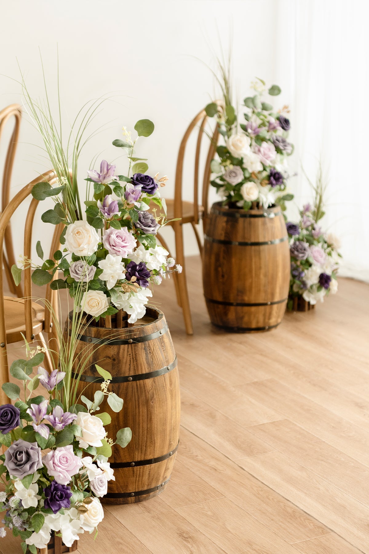 Wedding Aisle Runner Flower Arrangement in Lilac & Gold