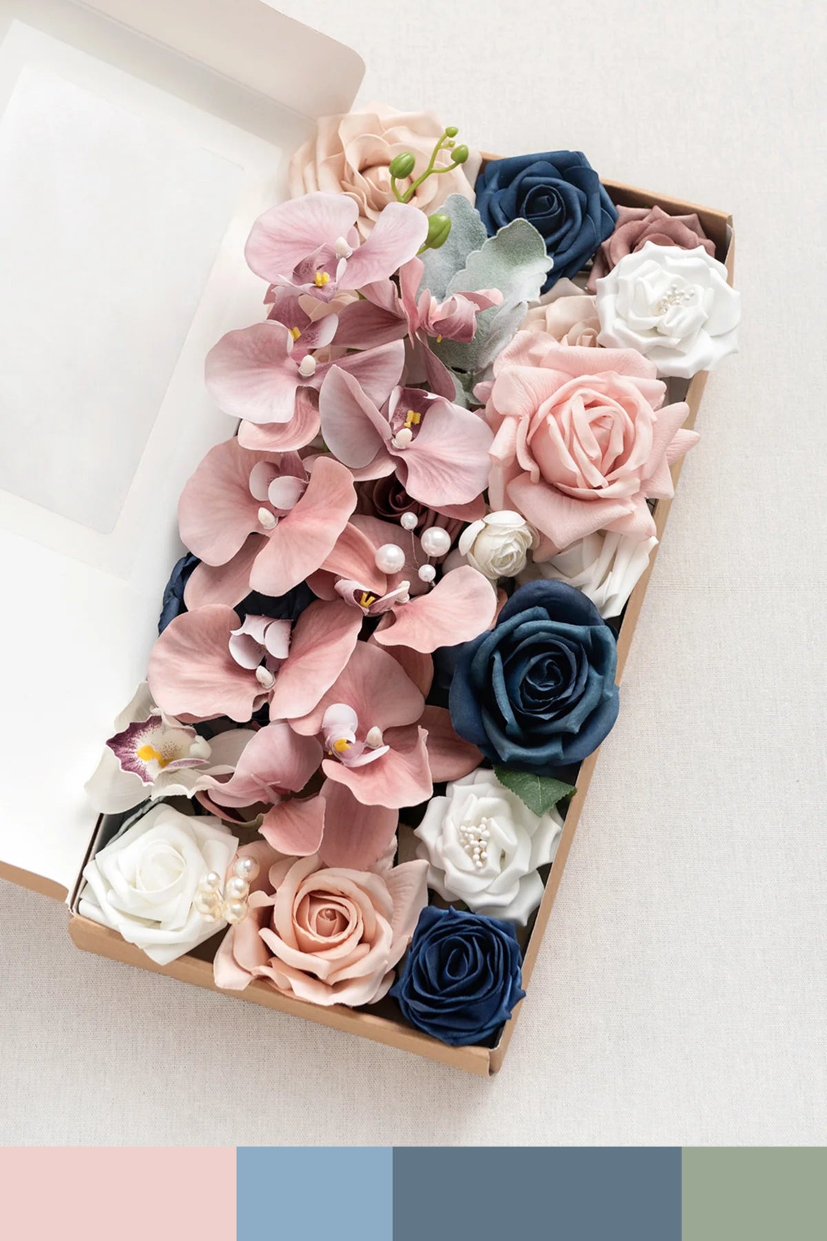 DIY Designer Flower Boxes in Dusty Rose & Navy