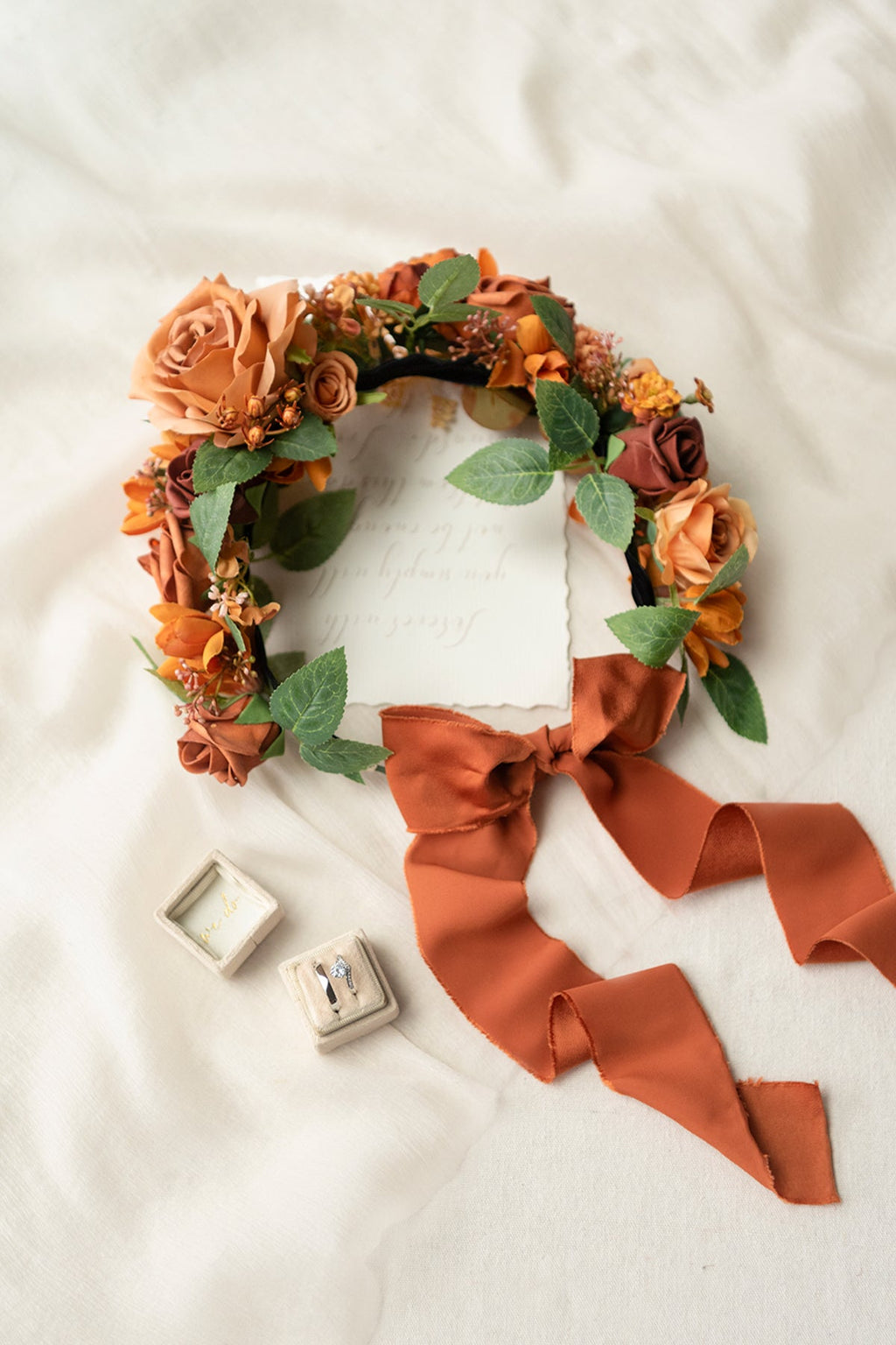 Bridal Flower Crown in Sunset Terracotta