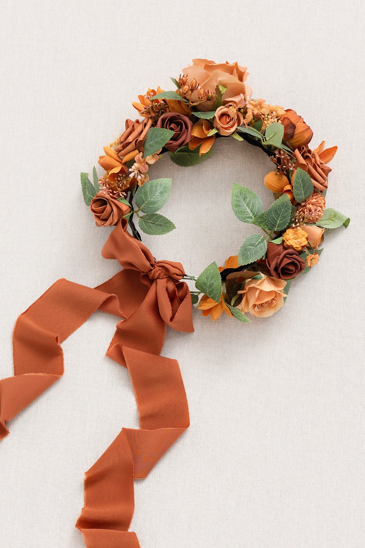 Bridal Flower Crown in Sunset Terracotta