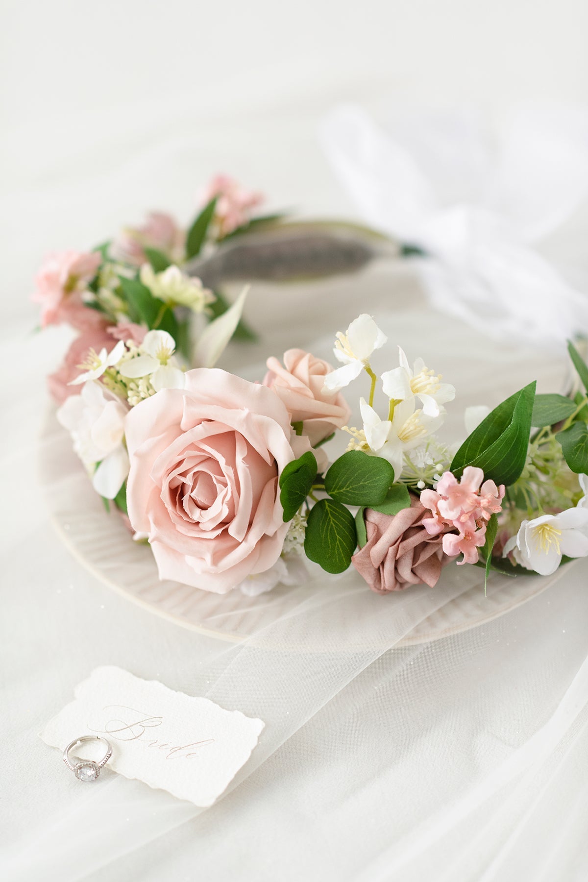 Flash Sale | Bridal Flower Crown in Dusty Rose & Cream