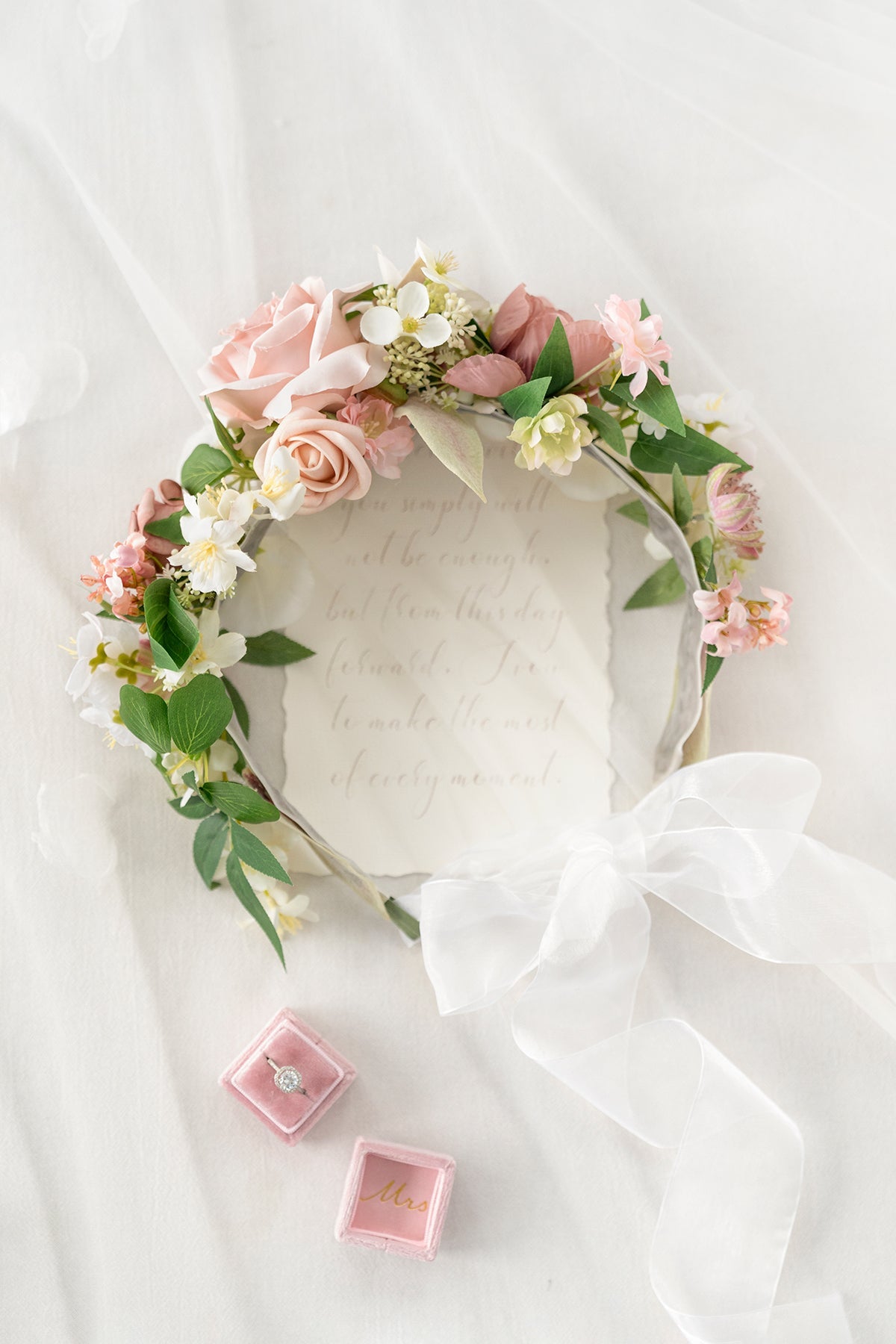 Flash Sale | Bridal Flower Crown in Dusty Rose & Cream