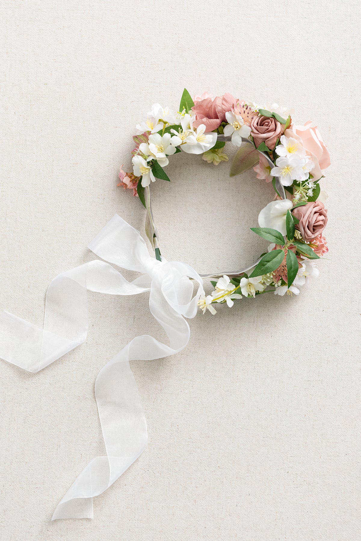 Flash Sale | Bridal Flower Crown in Dusty Rose & Cream
