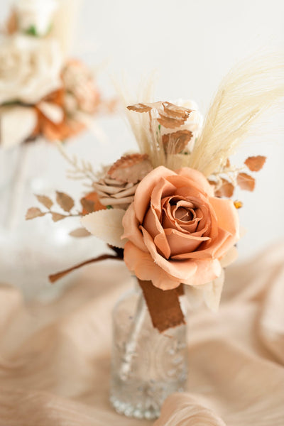 Mini Premade Flower Centerpiece Set in Rust & Sepia