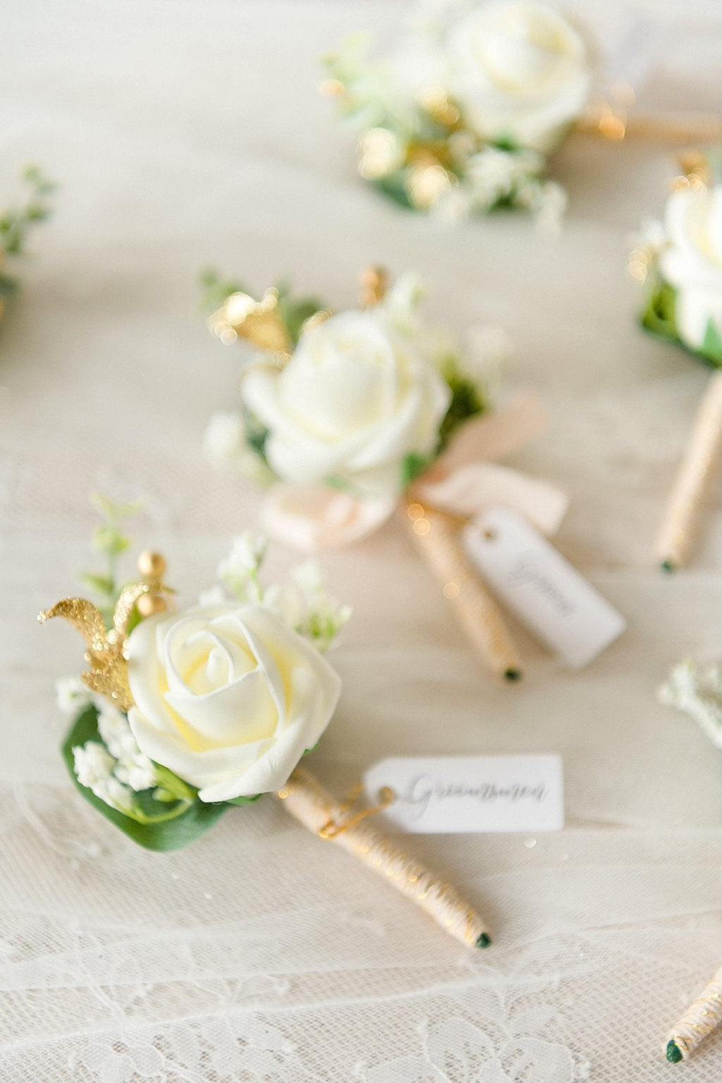 Additional Flower Decorations in White & Sage