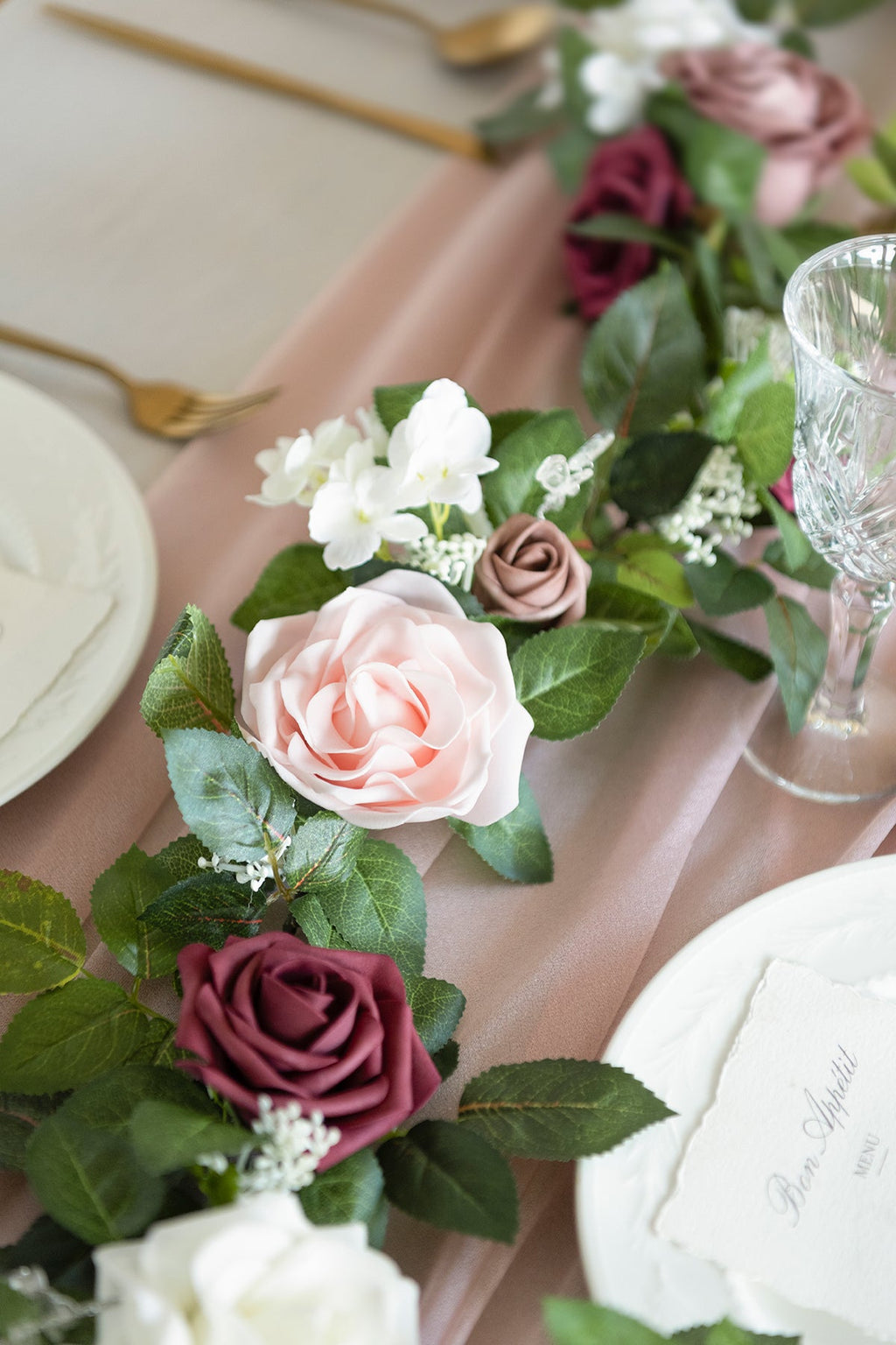 5ft Flower Garlands in Dusty Rose & Cream