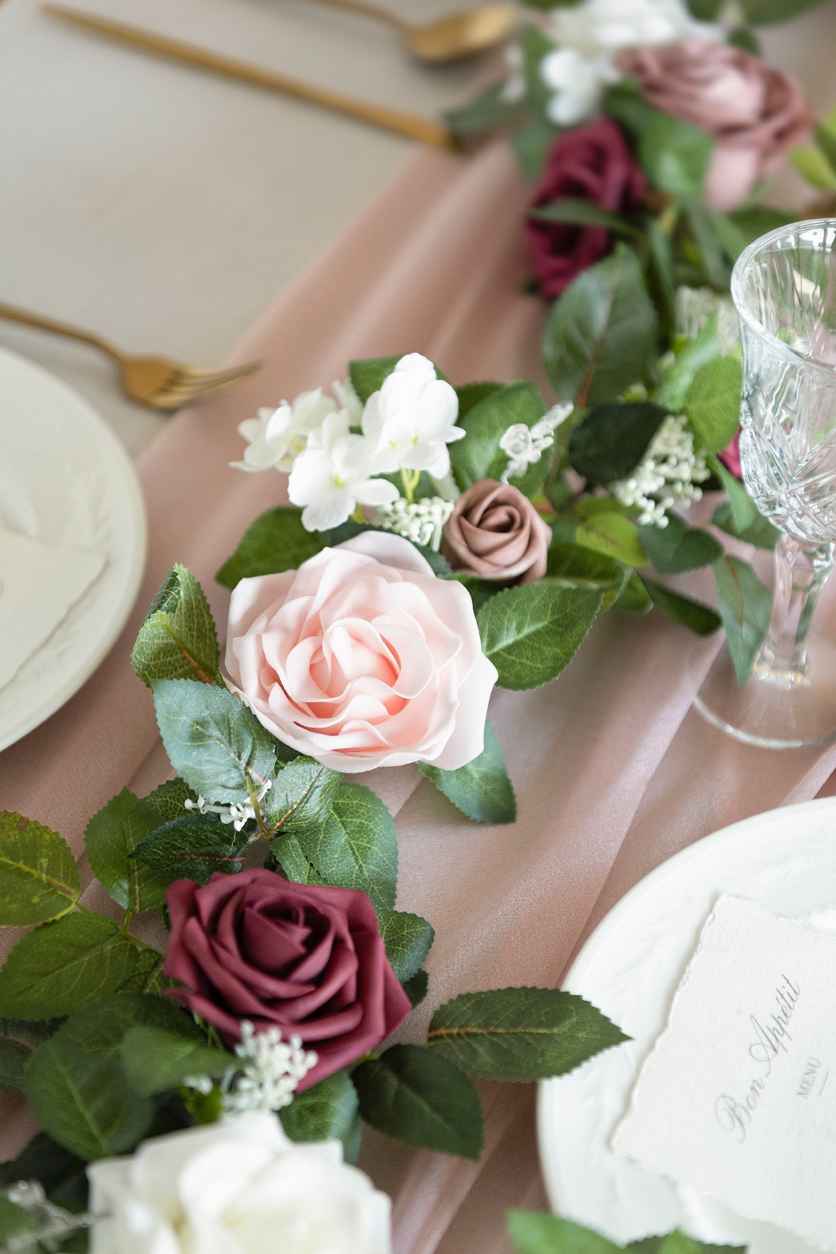 5ft Flower Garlands in Dusty Rose & Cream