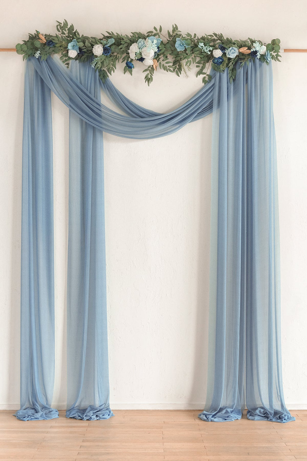 Wedding Arch Drapes in Russet Orange & Denim Blue