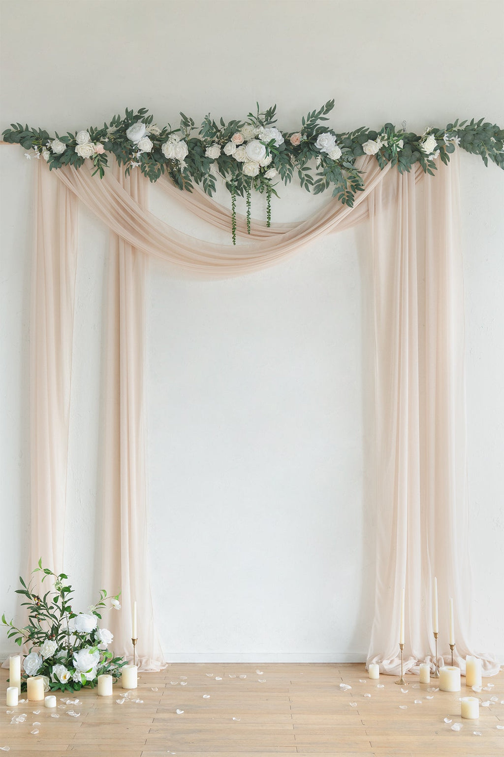 Wedding Arch Drapes in White & Beige