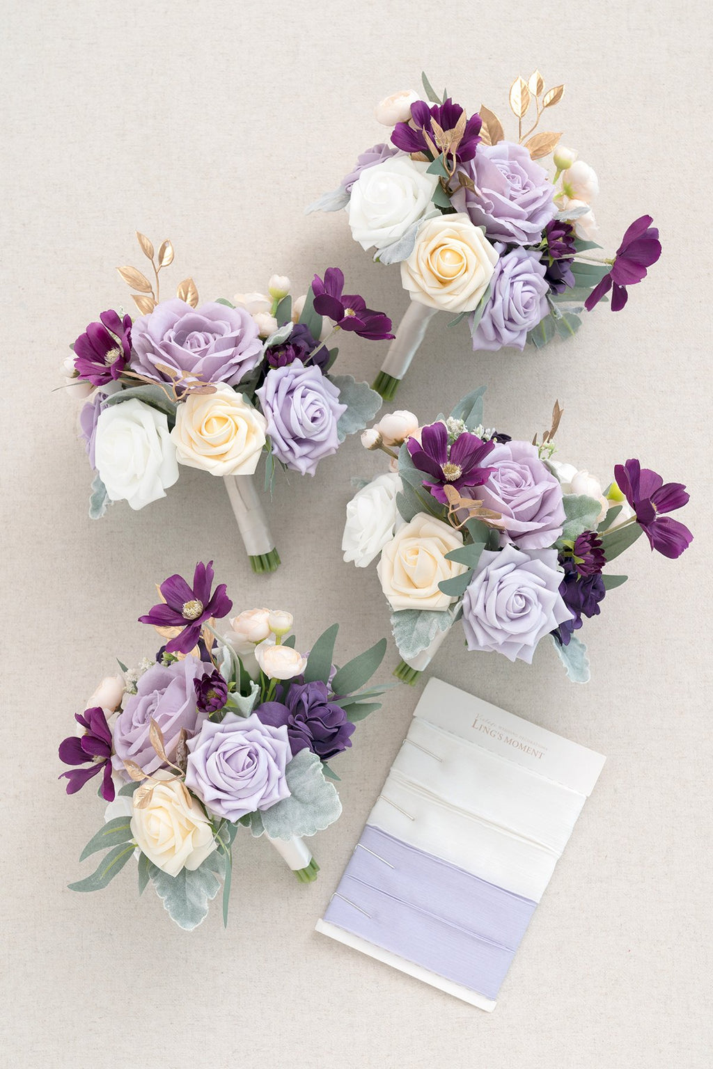 Pre-Arranged Bridal Flower Package in Lilac & Gold