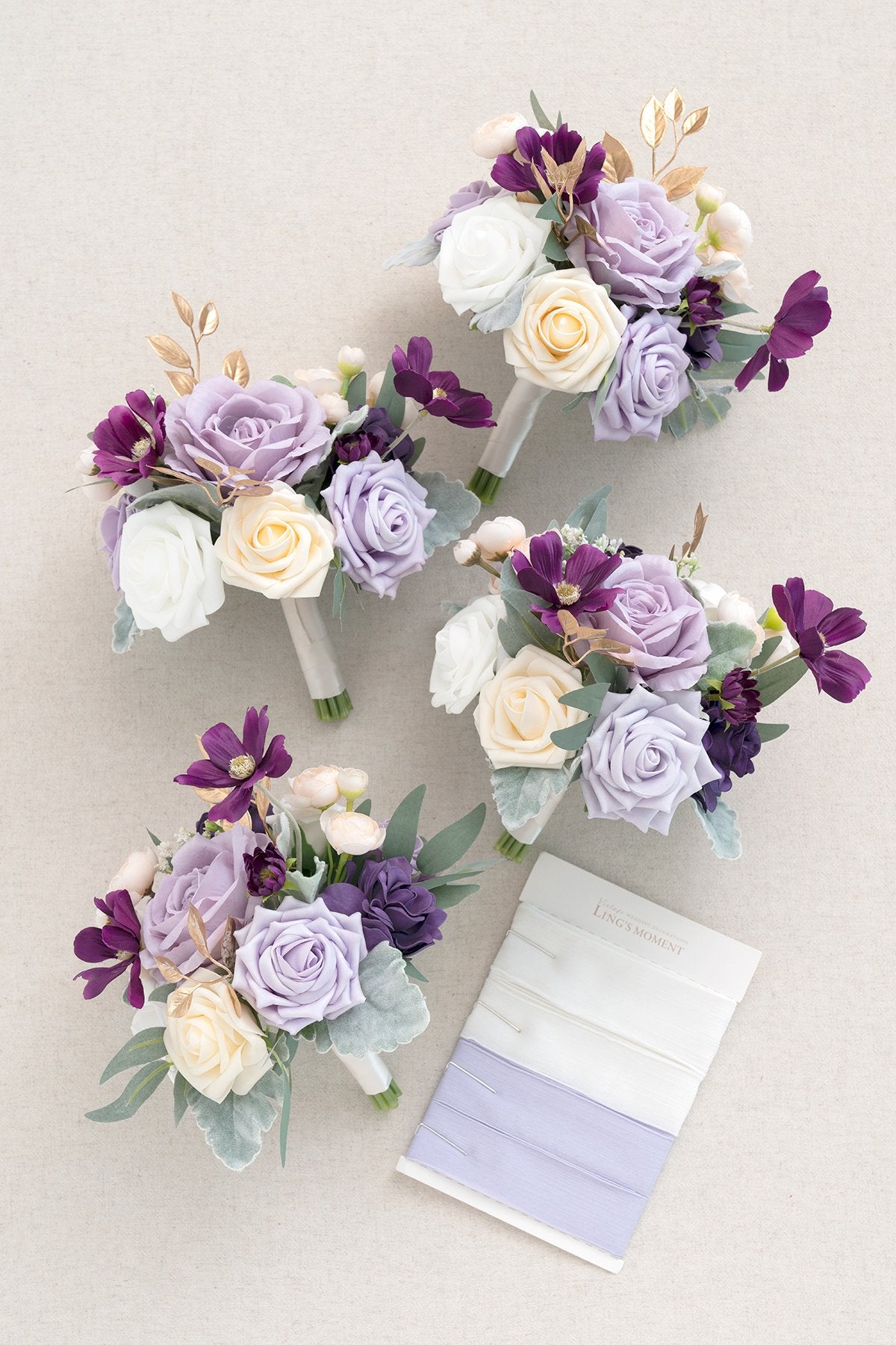 Pre-Arranged Bridal Flower Package in Lilac & Gold