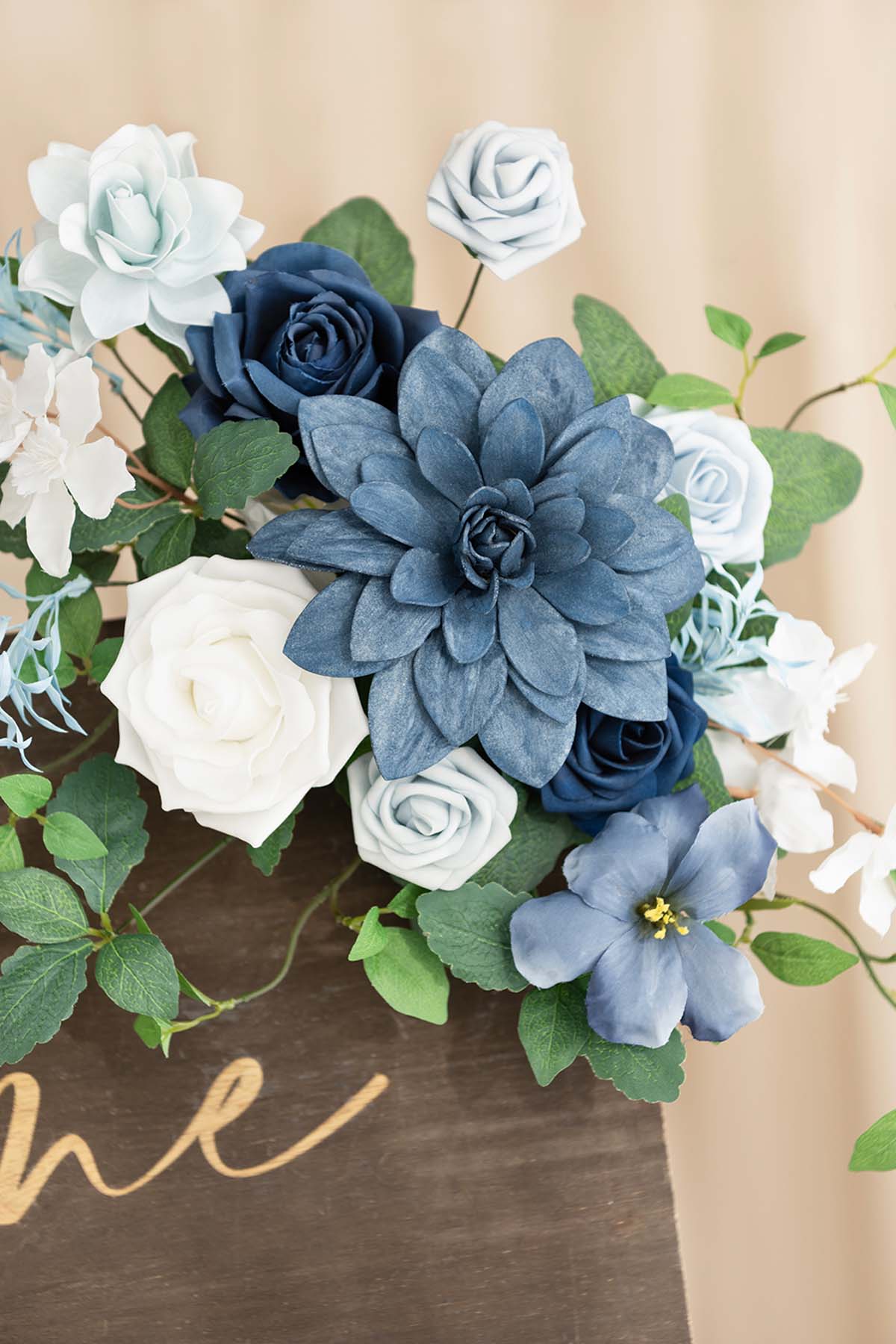 Deluxe Combo Set Flower Sign Decor in Dusty Blue & Navy