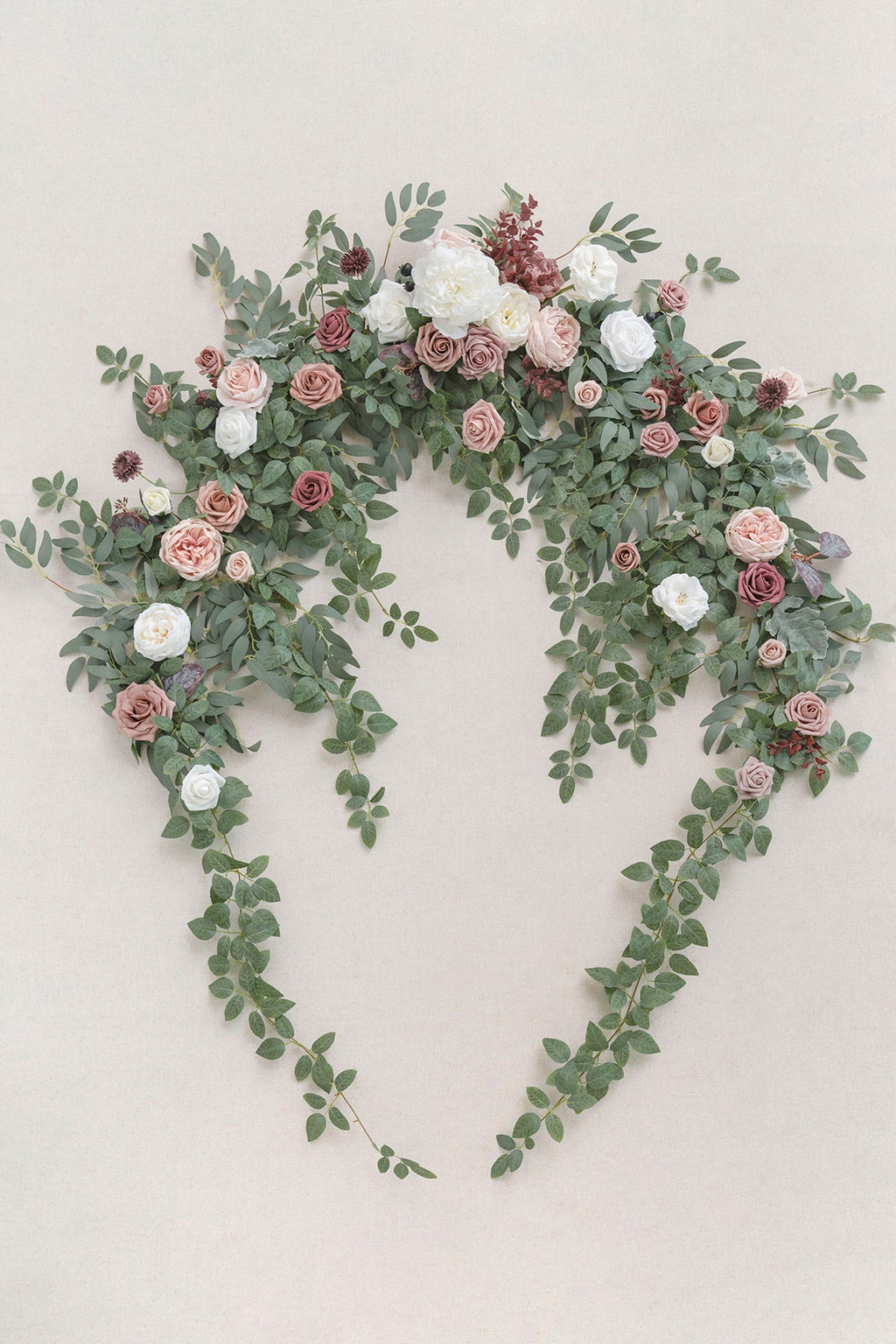 6.5ft Flower Garland with Hanging Vines in Dusty Rose & Mauve