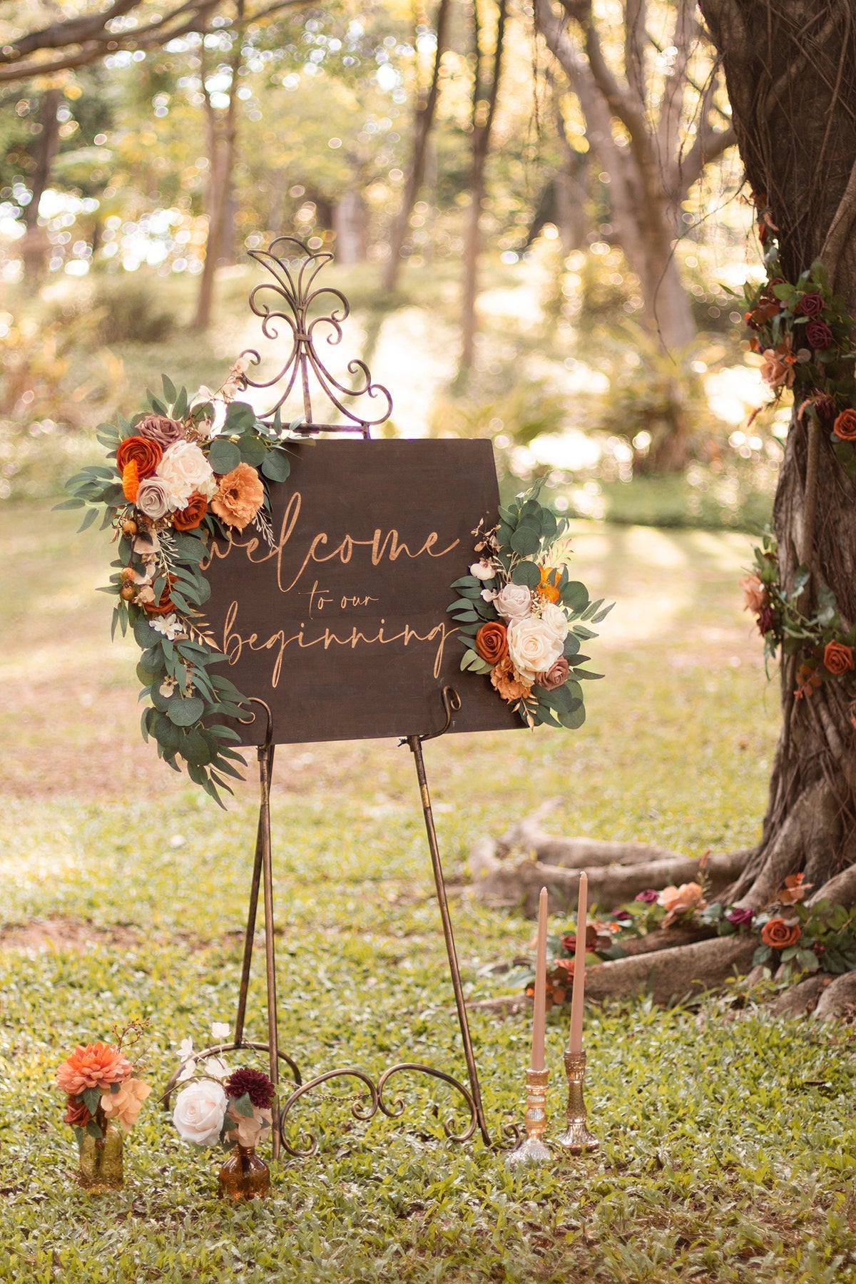 Combo Set Flower Sign Decor in Sunset Terracotta | Clearance